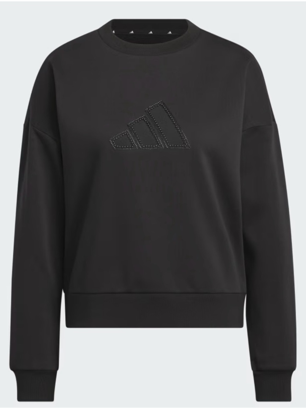 adidas Pullover Sweatshirt Logo Beaded Black 2XL JM4207 Crewneck Women- 2xl NWT